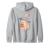 Kawaii Wizard Hedgehog in Cute Pastel Witch Hat Design Zip Hoodie