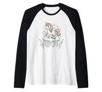 Kawaii Wolf Lone Unicorn Heavymetal Style Raglan Baseball Tee