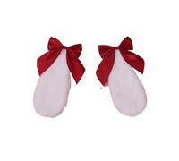 Kawaii Women Girls Hair Clip Cute Rabbit Bunny Plush Lop Ears Hairpin Candy Color Ribbon Bowknot Lolita Cosplay Hair Accessories(Red)
