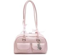 Kawaii Women's Bow Coquette Purse PU Leather Retro Boston Handbag pastel goth handbag(Pink)