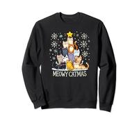Kawaii Xmas Tree with Cats, Meowy Christmas Sweatshirt