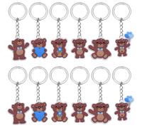 Kawailay 12 Pcs Bear Keychains Cute Bear Keyring Bear Themed Party Supplies for Baby Shower Boys Girls Birthday Party