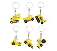 Kawailay 12 Pcs Construction Keychains Tractor Silicone Keyring Forest Animals Bracelets Charms Keychains Construction Themed Party Favor Supplies for Baby Shower Birthday Party