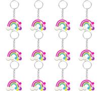 Kawailay 12 Pcs Rainbow Keychains Rainbow Cloud Keyring Rainbow Themed Party Supplies for Baby Shower Girls Birthday Party