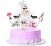 Kawailay 15 Pcs Makeup Cupcake Toppers Cosmetics Theme Cake Toppers Cake Picks Makeup Happy Birthday Cake Topper for Bridal Shower Spa Salon Girl Birthday Party - Style 3