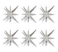 Kawailay 6 Pcs 22 Inch Explosion Star Foil Balloons - 12 Point Starburst Cone Mylar Balloons for Dance, Wedding, Anniversary, Graduation, Baby Shower, Birthday Parties - Silver