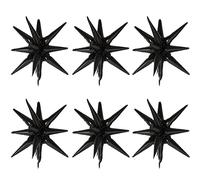 Kawailay 6 Pcs 22 Inch Explosion Star Foil Balloons - 12 Point Starburst Cone Mylar Balloons for Dance, Wedding, Anniversary, Graduation, Baby Shower, Birthday Parties - Black