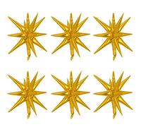 Kawailay 6 Pcs 22 Inch Explosion Star Foil Balloons - 12 Point Starburst Cone Mylar Balloons for Dance, Wedding, Anniversary, Graduation, Baby Shower, Birthday Parties - Gold