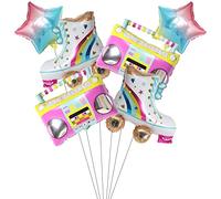Kawailay 6 Pcs Rainbow Roller Skate Boom Box Balloons 80s 90s Retro Party Balloon Hip Hop Disco Fever Theme Foil Balloons for Dance Wedding Anniversary Graduation Baby Shower Birthday Party Decoration