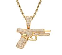Kawailay Gun Necklace Pistol Necklace Army Style Hand Gun Necklace Punk Biker Rock Hip Hop Pendant Necklace for Men Women - Style 1