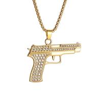 Kawailay Gun Necklace Pistol Necklace Army Style Hand Gun Necklace Punk Biker Rock Hip Hop Pendant Necklace for Men Women - Style 2