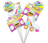 Kawailay Pack of 6 22 Inch 4D Disco Foil Balloons Rainbow Roller Skate Radio Boombox Balloons 70s Disco Party Aluminium Balloons 18 Inch Round Balloon for Birthday Wedding Graduation Party