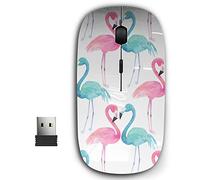 KAWAMOUSE 2.4G Ergonomic Portable USB Wireless Mouse for PC, Laptop, Computer, Notebook with Nano Receiver (Watercolor Exotic Flamingo)