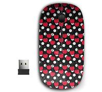 KAWAMOUSE 2.4G Ergonomic Portable USB Wireless Mouse for PC, Laptop, Computer, Notebook with Nano Receiver (Bright Cherry Doodle Summer)