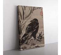 Kawanabe Kyosai Oriental Crow Canvas Wall Art Print 30x20 Inch