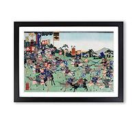 Kawanakajima no Kassen by Utagawa Kuniyoshi Framed Print | A2 Black Framed Wall Art | Ready to Hang | Modern Nature Picture | Living Room Bedroom Lounge Office