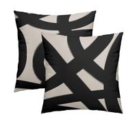 Kawani Black and Beige Pillow Covers 18x18 Inch Modern Boho Geometric Decorative Throw Pillow Covers Set of 2 Neutral Abstract Striped Printed Pillowcases Cotton Cushion Covers for Couch