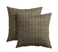 Kawani Brown Antique Pillow Covers 16x16 Inch Vintage Floral Block Print Decorative Throw Pillow Covers Set of 2 Retro Turkish Pillowcases Cushion Covers for Couch Indoor Outdoor Home Decor