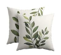 Kawani Sage Green Throw Pillow Covers 20x20 Set of 2 Spring Botanical Plants Leaves Decorative Pillow Cases Double Side Printed Cotton Linen Cushion Cover for Couch Sofa Home Decor