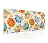 Kawani Watercolor Fall Pumpkins Gaming Mouse Pad XL Autumn Leaves Extended Big Large Desk Mat Non-Slip Rubber Base Stitched Edge Long Keyboard Mousepad for PC Computer Laptop, 31.5×11.8 in