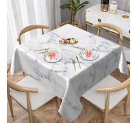 Kawani White Marble Tablecloth Square 54 x 54 Inch Ruitic Black and Grey Tablecloth Waterproof Fabric Farmhouse Abstract Tablecloths Decorative for Holiday Party Picnic