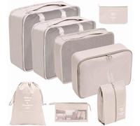 Kawaology Packing Cubes 8pcs Suitcase Organizer System for Clothes, Transparent Mesh Design, Hook & Loop Closure, Sturdy Handle, 8 Pieces Set