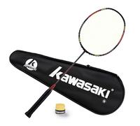 Kawasaki Badminton Racket Professional Graphite Badminton Sets Lightweight for Attack & Defense Passion P22 Racquet-Get Strung with Carry Bag & Hand Grip (Black Red)