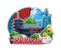 Kawasaki Japan Magnet Fridge Magnet Wooden 3D Landmarks Travel Collectible Souvenirs Decoration Handmade -5257