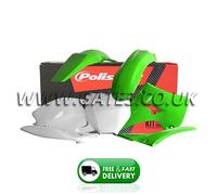 Kawasaki KX 125 2003-2008 Polisport Plastics Kit Green White Plastic Fairing Set
