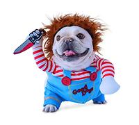 Kawasalle Pet Deadly Doll Dog Costume, Chucky Dog Cosplay Funny Costume Halloween Christmas Dog Clothes Party Costume for Small Medium Large Dogs