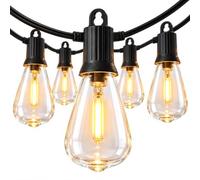 Kawaya 30.5m Outdoor String Lights Mains Powered IP65, 50+2 Edison Bulbs | Dimmable LED Festoon Lights for Garden Waterproof Hanging String Light Warm White Gazebo Backyard Balcony Wedding