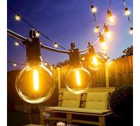 Kawaya Festoon Lights Outdoor Mains Powered LED Garden String Lights Waterproof 15M, 50FT Outside Fairy Lights with 25+2 Shatterproof Bulbs Warm White for Backyard Patio Gazebo