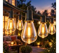 Kawaya Outdoor Festoon Lights Mains Powered 45,7m, IP65 Waterproof | Garden String Lights with 73+3pcs LED Bulbs Shatterproof Vintage Dimmable for Outside Fence Terrace Gazebo Wedding Festival
