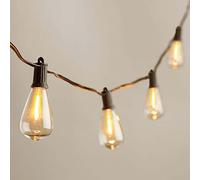 Kawaya Outdoor String Lights Mains Powered 15M,LED Garden Festoon Lights Dimmable,Waterproof IP65 Shatterproof Vintage Connectable Lighting with 25+2 Plastic Bulbs for Outside Backyard Patio Bistro