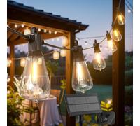 Kawaya Solar Festoon Lights Outdoor with USB Charge 9.5M Garden Light LED Vintage Hanging Solar Powered Waterproof with 15+1 Edison Bulbs for Backyard Gazebo Patio