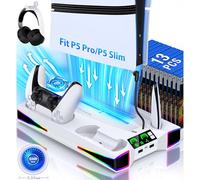 Kawaye for PS5 Stand Cooling Station for PS5/Slim Console, for PS5 Accessories Vertical Stand with Dual Controller Charger Incl.3 Levels Cooling Fan,RGB Light, PlayStation 3 Cases & Storage