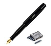 Kaweco Classic Sport Medium Nib Fountain Pen + Pack of 6 Black Ink Cartridges Set (Black)
