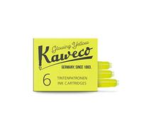 Kaweco Fountain Pen Ink Cartridges Glowing Yellow of 6 | Premium Ink with Short Standard Cartridges in Yellow | Vegan Cruelty Free Water Soluble Calligraphy Lettering Writing