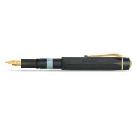 Kaweco PISTON SPORT AL Black/Gold Solo I Classic Fountain Pen with Steel Nib for Ink Bottles with Transparent Window in Nostalgic Box I Exclusive Aluminium Pen 13 cm I Nib: F (Fine)