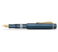 Kaweco PISTON SPORT AL Navy/Gold Solo I Nib: M (Medium) | Historic Navy Blue Aluminium Piston Filler for Ink Bottles I 12.7 cm Metallic Fountain Pen in Nostalgic Box