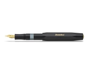 Kaweco PISTON SPORT CLASSIC Black/Gold I Premium Plastic Fountain Pen for Ink Bottles with Transparent Ink Window in Nostalgic Box I Exclusive Piston Filler 13 cm I Nib: F (Fine)
