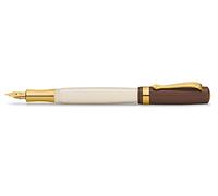 Kaweco STUDENT 20's Jazz Fountain Pen I Premium Acrylic Fountain Pen for Ink Cartridges I Nostalgic Fountain Pen in Brown and Cream with Golden Details I Student Pen 16 cm I Nib: B (Broad)