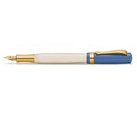 Kaweco STUDENT 50's Rock Fountain Pen I Premium Acrylic Fountain Pen for Ink Cartridges I Nostalgic Fountain Pen in Blue and Cream with Golden Details I Student Pen 16 cm I Nib: B (Broad)