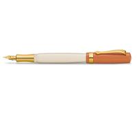 Kaweco STUDENT 70's Soul Fountain Pen I Premium Acrylic Fountain Pen for Ink Cartridges I Nostalgic Fountain Pen in Orange and Cream with Golden Details I Student Pen 16 cm I Nib: B (Broad)