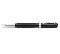 Kaweco STUDENT Black Fountain Pen I Premium Acrylic Fountain Pen for Ink Cartridges I Nostalgic Fountain Pen in Black with Silver Details I Student Pen 16 cm I Nib: F (Fine)