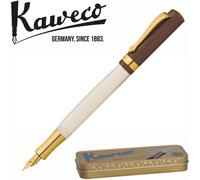 Kaweco STUDENT 20's Jazz Fountain Pen I Premium Acrylic Fountain Pen for Ink Cartridges I Nostalgic Fountain Pen in Brown and Cream with Golden Details I Student Pen 16 cm I Nib: M (Medium)