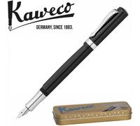 Kaweco STUDENT Black Fountain Pen I Premium Acrylic Fountain Pen for Ink Cartridges I Nostalgic Fountain Pen in Black with Silver Details I Student Pen 16 cm I Nib: F (Fine)