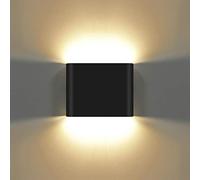 KAWELL 6W Modern Wall Lamp LED Wall Light Up Down Aluminum Wall Wash Lights Waterproof IP65 Outdoor Indoor for Bedroom Living Room Bathroom Stairs Porch Corridor Hallway, Black 3000K