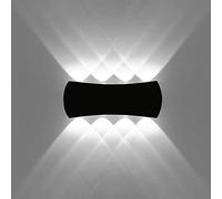 KAWELL 8W Modern Wall Lamp LED Wall Light Up Down Aluminum Wall Wash Light Indoor Outdoor Waterproof IP65 for Bathroom Porch Bedroom Corridor Living Room Stairs Hallway, Black 6000K