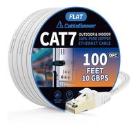 Kawer Cat 7 Shielded Ethernet Cable 100ft White (Highest Speed Cable) Cat7 Flat Ethernet Patch Cables - Internet Cable Modem, Router, LAN, Computer - Compatible Cat 5e,Cat 6 Network’